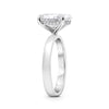 Leja| Oval Moissanite Hidden Halo Flat Shank 14K White Gold Engagement Ring - Diamond Daughters, Top Side VIew