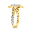 Jean | Mill Grain Halo And Shank 14K Yellow Gold Engagement Ring - Diamond Daughters, Top Side View