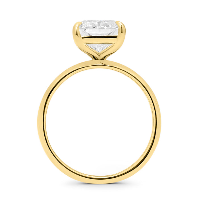 Breanna | Solitaire Thick Half Round Band 14K Yellow Gold Engagement Ring - Diamond Daughters, Top View