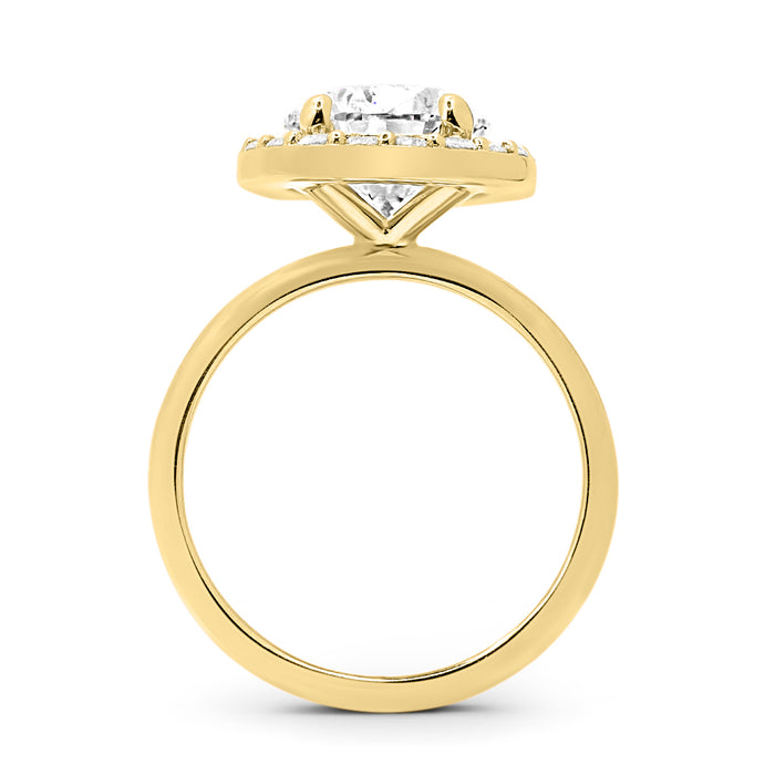 Janika | Pear Zero Gap Halo 14K Yellow Gold Engagement Ring - Diamond Daughters, Top View