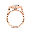 Jean | Mill Grain Halo And Shank 14K Rose Gold Engagement Ring - Diamond Daughters, Top View