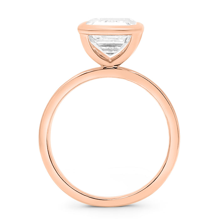 Brittanee | Bezel Emerald 14K Rose Gold Engagement Ring - Diamond Daughters, Top View