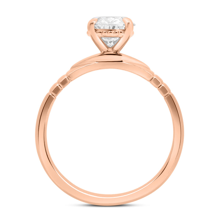 Cynthia | Engraved Band 14K Rose Gold Engagement Ring - Diamond Daughters, Top View