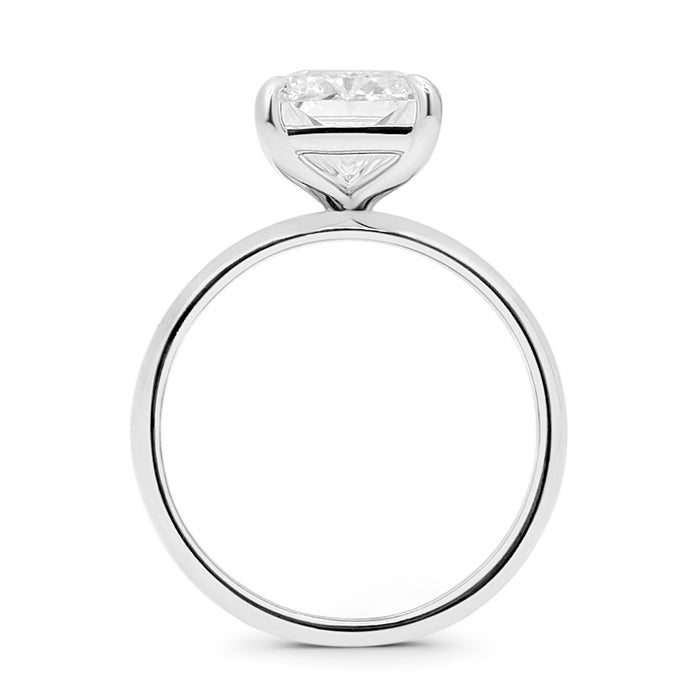 Breanna | Solitaire Thick Half Round Band 14K White Gold Engagement Ring - Diamond Daughters, Top View