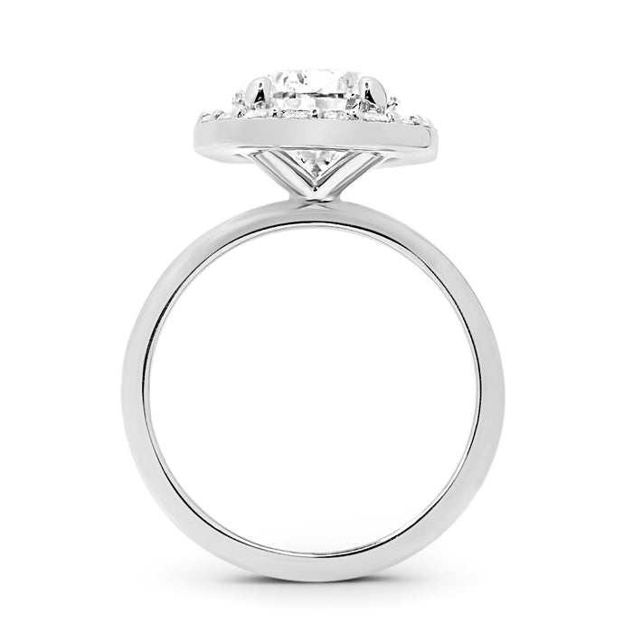 Janika | Pear Zero Gap Halo 14K White Gold Engagement Ring - Diamond Daughters, Top View