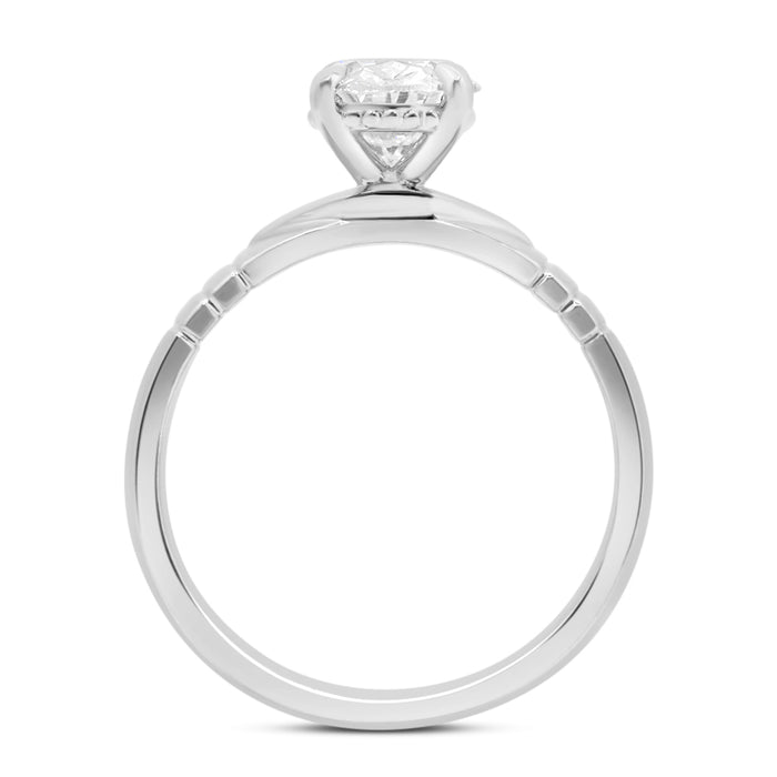 Cynthia | Engraved Band 14K White Gold Engagement Ring - Diamond Daughters, Top View