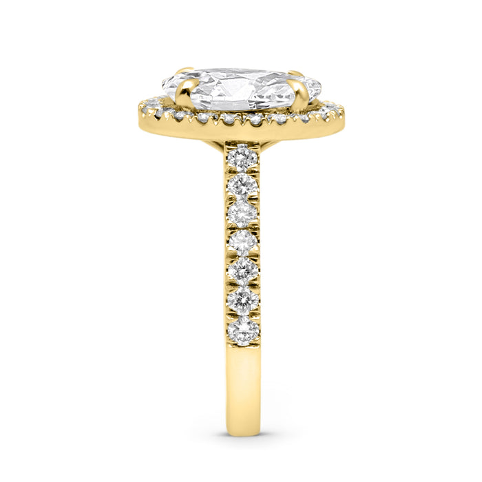 Stephanie | Oval Halo Accent Stone 14K Yellow Gold Engagement Ring - Diamond Daughters, Top Side View