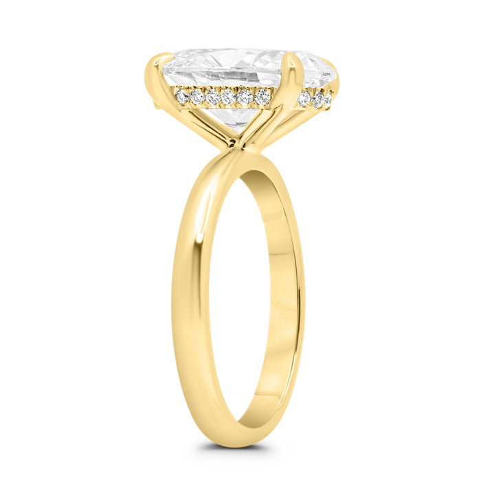 Rose | Oval Hidden Halo 14K Yellow Gold Engagement Ring - Diamond Daughters, Top Side View