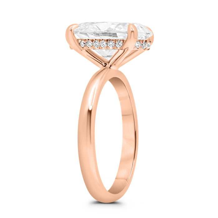 Rose | Oval Hidden Halo 14K Rose Gold Engagement Ring - Diamond Daughters, Top Side View