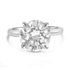 Agnes | Round Moissanite Hidden Halo Accent Diamonds 14K White Gold  Engagement Ring - Diamond Daughters, Front View