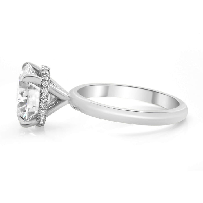 Agnes | Round Moissanite Hidden Halo Accent Diamonds 14K White Gold  Engagement Ring - Diamond Daughters, Side View