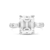 Alexis | Emerald Moissanite Baguette And Round Accent Stone 14K White Gold Engagement Ring - Diamond Daughters, Front View