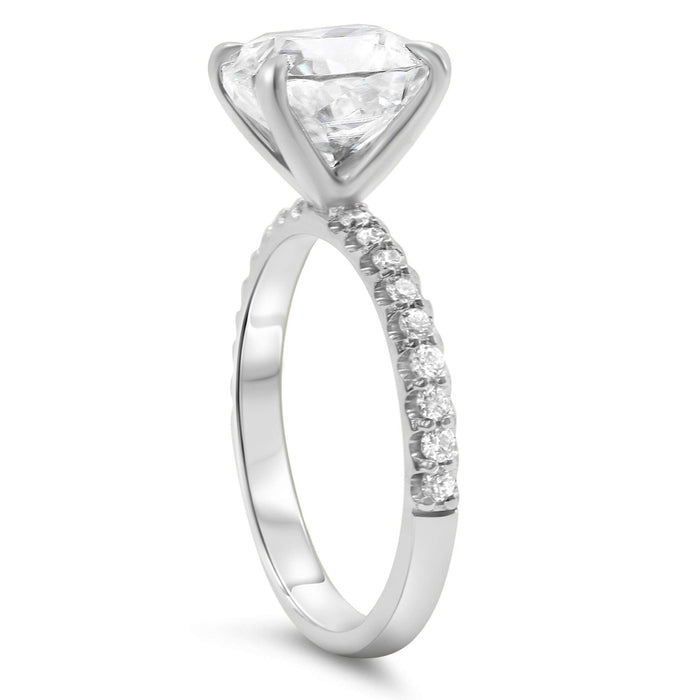 Ally| Elongated Cushion Moissanite 14k White Gold Engagement Ring - Diamond Daughters, Top Side View