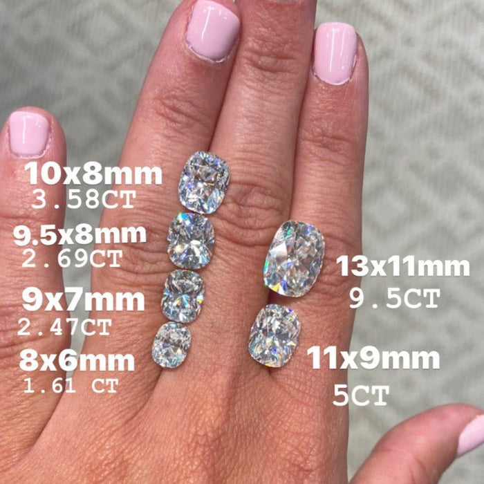 Ally| Elongated Cushion Moissanite Diamond Size Engagement Ring - Diamond Daughters, Top Hand View