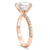 Ally| Elongated Cushion Moissanite 14k Rose Gold Engagement Ring - Diamond Daughters, Top Side View