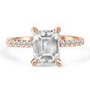 Ally | Emerald Moissanite 14k Rose Gold Engagement Ring - Diamond Daughters, Front View