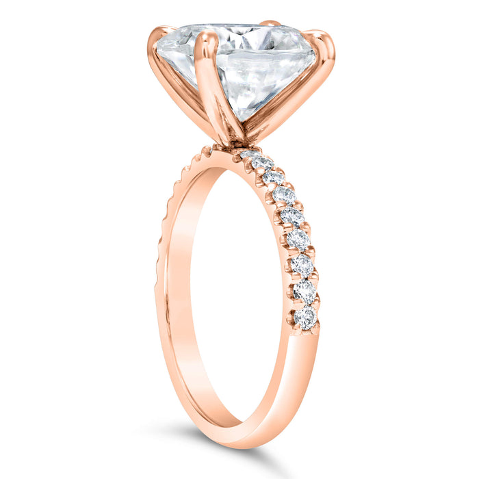 Ally | Oval Moissanite 14k Rose Gold Engagement Ring - Diamond Daughters, Top Side View