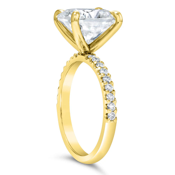 Ally |  Oval Moissanite 14k Yellow Gold Engagement Ring - Diamond Daughters, Top Side View