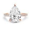 Ally | Pear Moissanite 14k Rose Gold Engagement Ring - Diamond Daughters, Front View