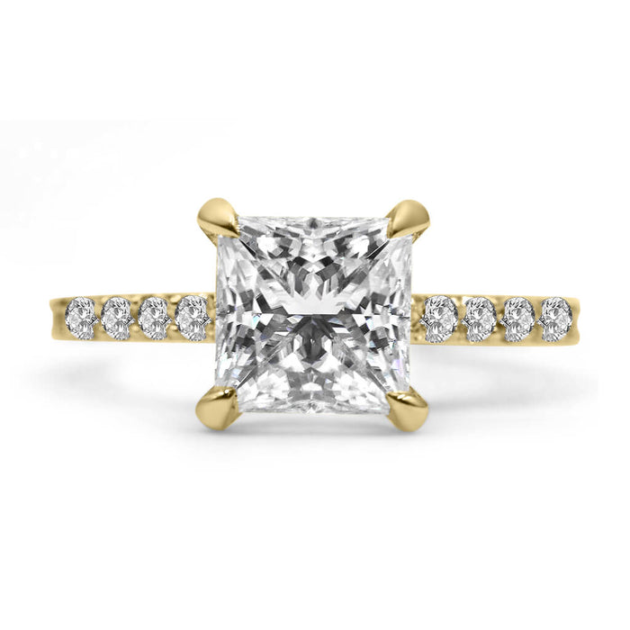 Ally | Princess Moissanite 14k Yellow Gold Engagement Ring - Diamond Daughters, Front View