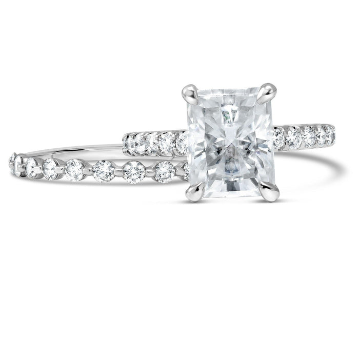 Ally | Radiant Moissanite Engagement Ring Set - Diamond Daughters