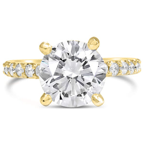 Ally Round Moissanite 14K Yellow Gold Engagement Ring 10mm Around 3.60ct - Diamond Daughters, Front View