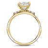 Amber | Radiant Moissanite Pave Pear And Round Oval Accent 14k Yellow Gold Engagement Ring - Diamond Daughters, Top View