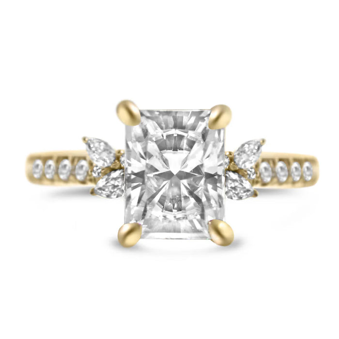 Amber| Radiant Accent Stone 14K Yellow Gold Engagement Ring - Diamond Daughters, Front View