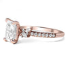 Amber | Radiant Moissanite Pave Pear And Round Oval Accent 14K Rose Gold Engagement Ring - Diamond Daughters, Side View