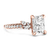 Amber | Radiant Moissanite Pave Pear And Round Oval Accent 14K Rose Gold Engagement Ring - Diamond Daughters, Side View