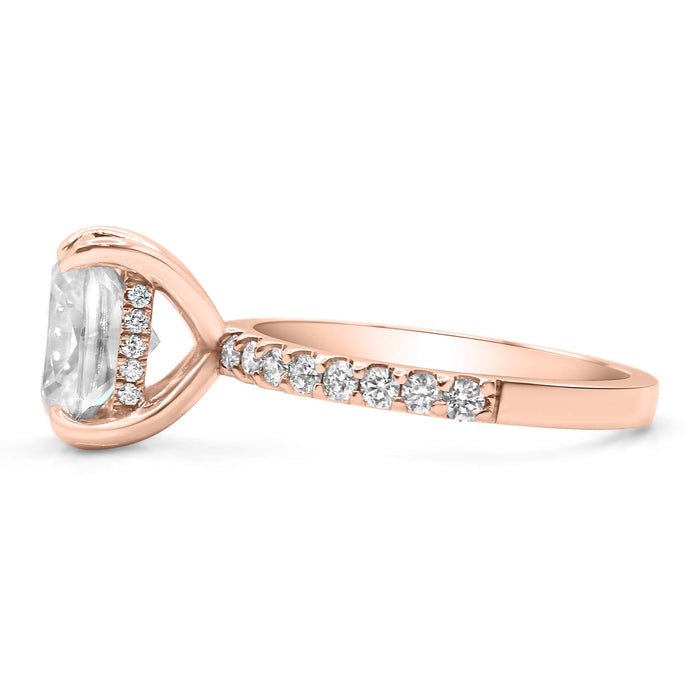 Andrea | Elongated Cushion Moissanite  14k Rose Gold Engagement Ring - Diamond Daughters, Side View