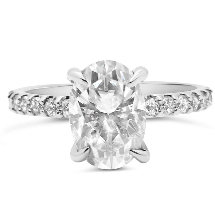 Andrea | Oval Moissanite 14k White Gold Engagement Ring - Diamond Daughters, Front View