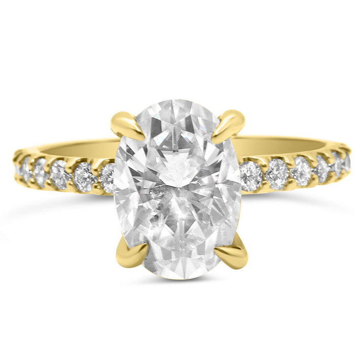 Andrea | Oval Moissanite  14k Yellow Gold Engagement Ring - Diamond Daughters, Front View