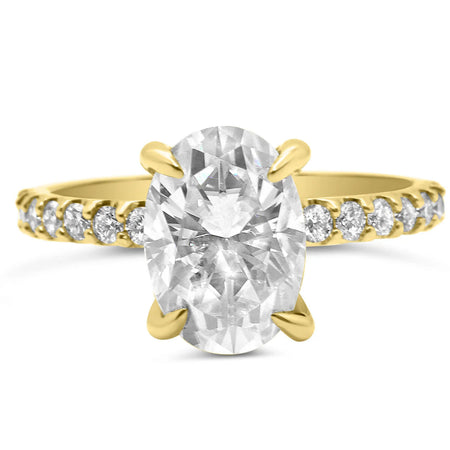 Andrea | Oval Moissanite 14k Yellow Gold Engagement Ring - Diamond Daughters, Front View