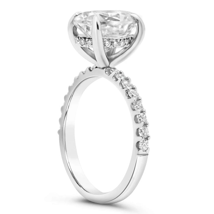 Andrea | Oval Moissanite 14k White Gold Engagement Ring - Diamond Daughters, Top Side View