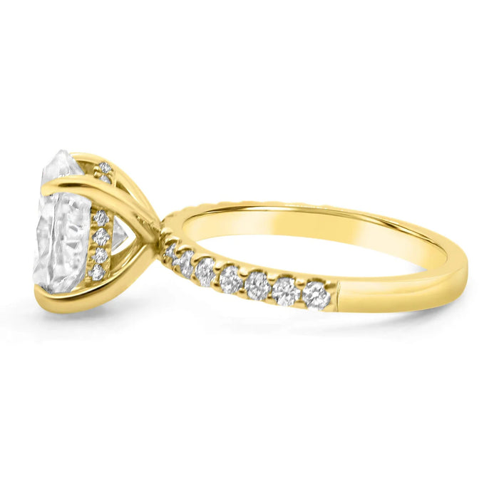 Andrea | Oval Moissanite 14k Yellow Gold Engagement Ring - Diamond Daughters, Side View