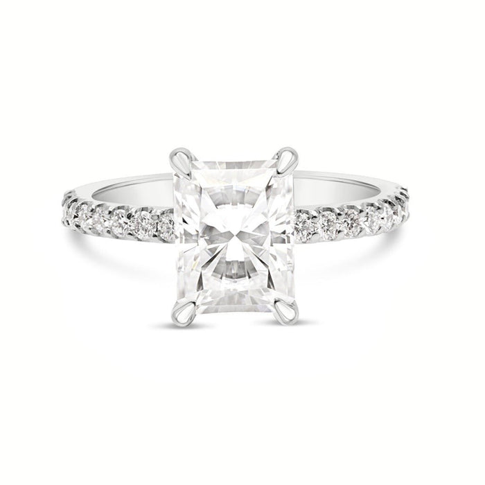 Andrea | Radiant Moissanite 14k White Gold Engagement Ring - Diamond Daughters, Front View