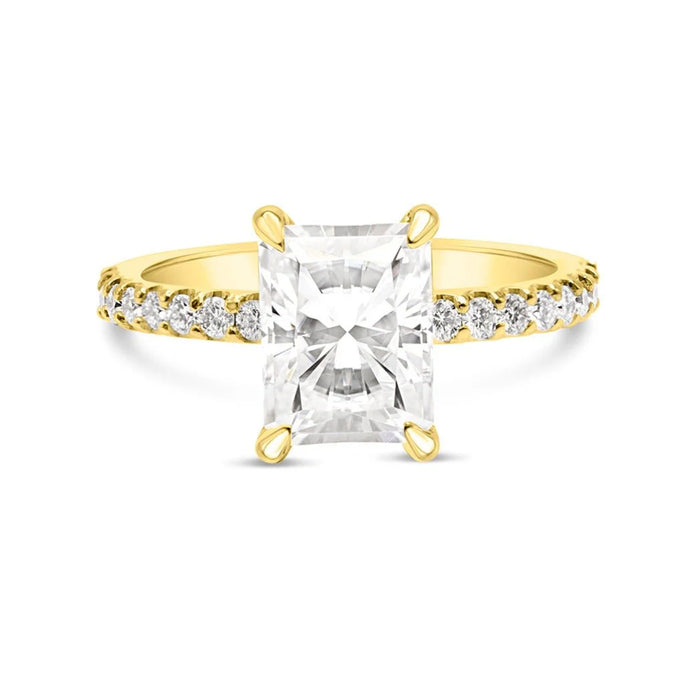 Andrea | Radiant Moissanite 14k Yellow Gold Engagement Ring - Diamond Daughters, Front View