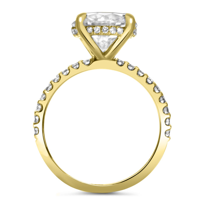 Andrea | Round Moissanite  14k Yellow Gold Engagement Ring - Diamond Daughters, Top View