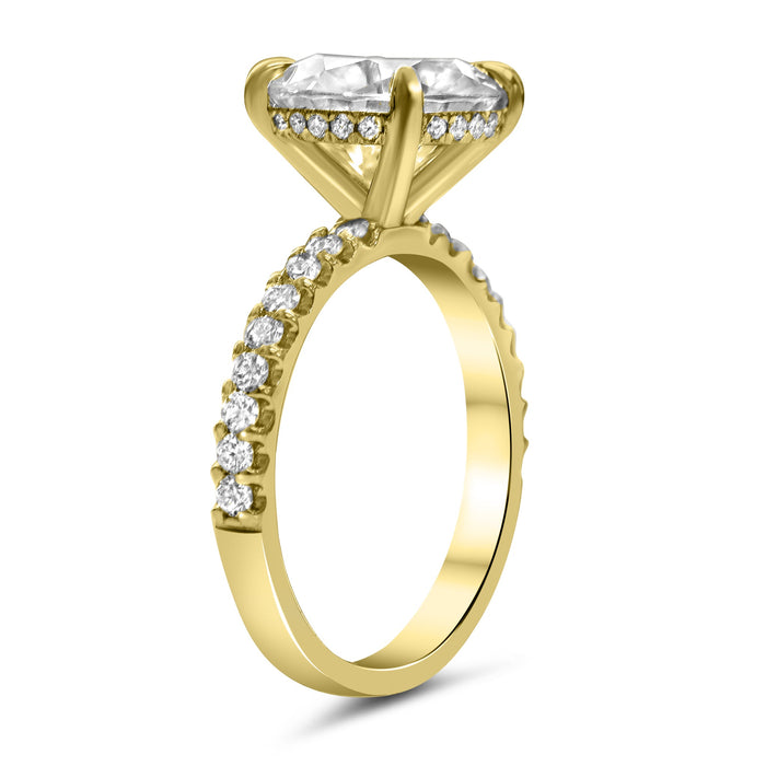 Andrea | Round Moissanite 14k Yellow Gold Engagement Ring - Diamond Daughters, Top Side VIew