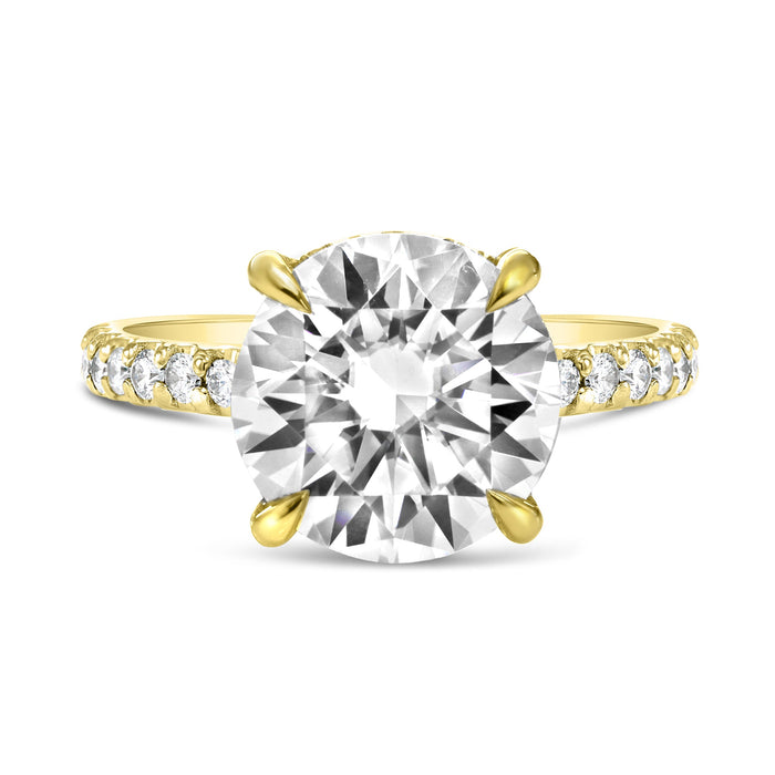 Andrea | Round Moissanite 14k Yellow Gold Engagement Ring - Diamond Daughters, Front View