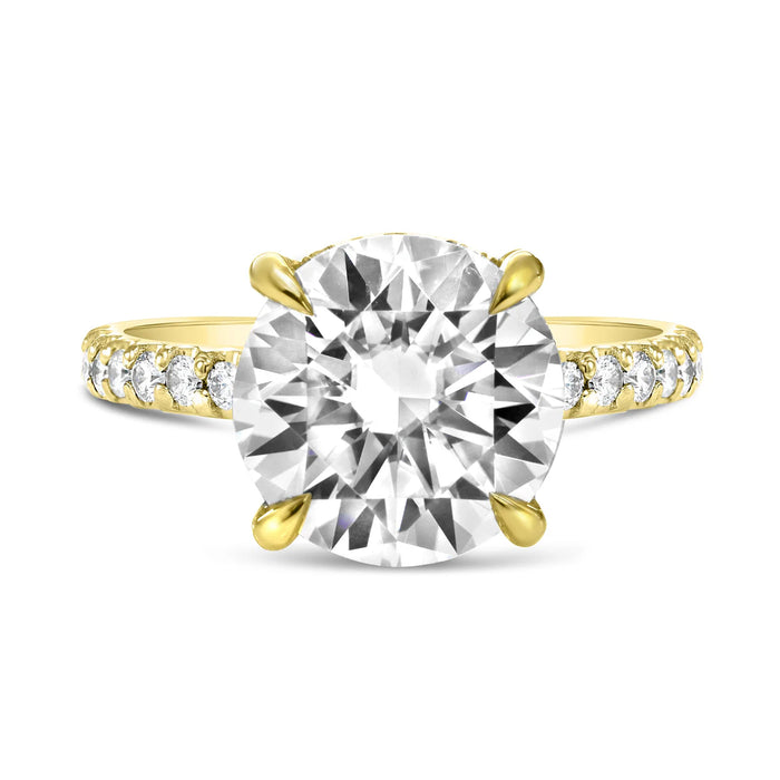 Andrea | Round Moissanite 14k Yellow Gold Engagement Ring - Diamond Daughters, Front View