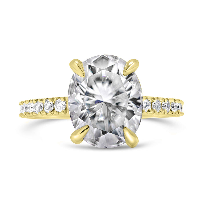 Angela | Oval Moissanite  14k Yellow Gold Engagement Ring - Diamond Daughters, Front View