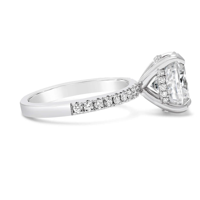 Angela | Oval Moissanite 14k White Gold Engagement Ring - Diamond Daughters, Side View