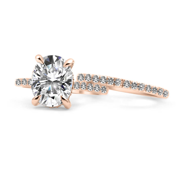 Angela | Oval Moissanite Engagement Ring and Angela Wedding Band - Diamond Daughters