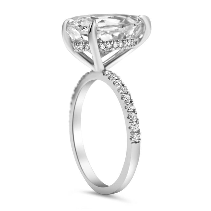 Angela | Pear Moissanite  14k White Gold Engagement Ring - Diamond Daughters, Top Side View