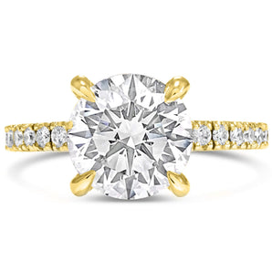 Angela | Round Moissanite  14k Yellow Gold Engagement Ring
Diamond Daughters
Front View