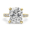 Anna | Elongated Cushion Hidden Halo Pave 14K Yellow Gold Moissanite Engagement Ring - Diamond Daughters, Front View