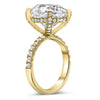 Anna | Elongated CushionHidden Halo Pave 14K Yellow Gold Moissanite Engagement Ring - Diamond Daughters, Top VIew