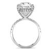 Anna | Elongated Cushion Hidden Halo Pave 14K White Gold Moissanite Engagement Ring - Diamond Daughters, Top View